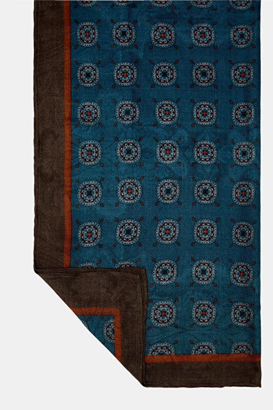 ORANGE PAISLEY PATTERNED WOOL/SILK SHAWL 3