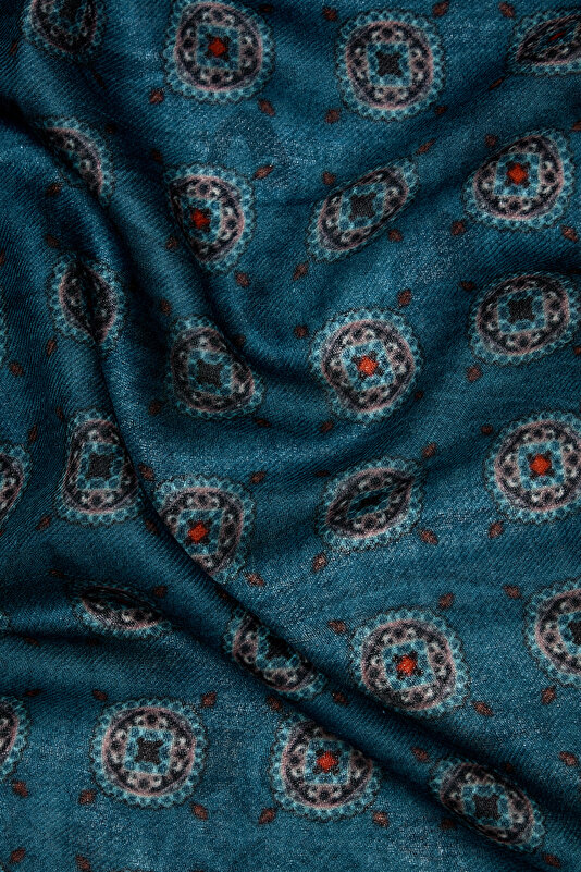 ORANGE PAISLEY PATTERNED WOOL/SILK SHAWL 4