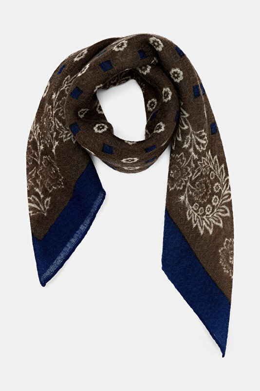 ECRU PAISLEY PATTERNED WOOL/SILK SHAWL