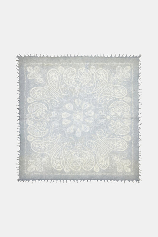 ECRU PAISLEY PATTERNED CASHMERE SHAWL 2