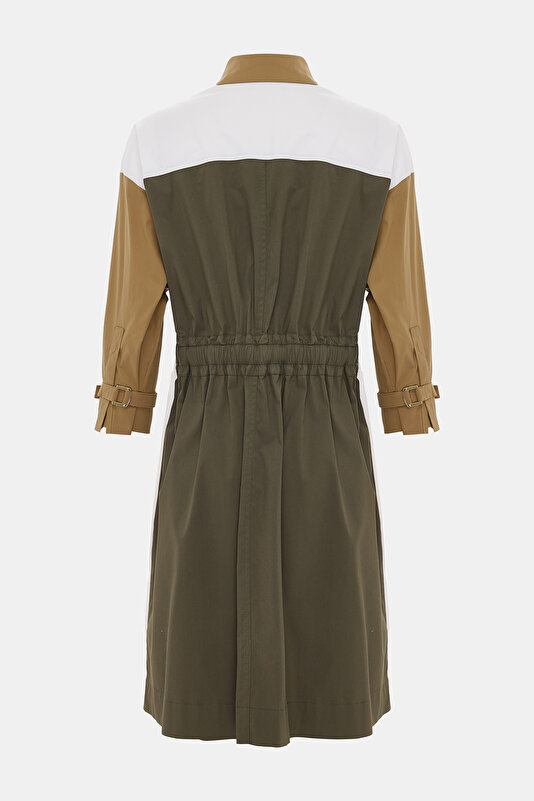 KHAKI 3/4 SLEEVES SHORT DRESS 2