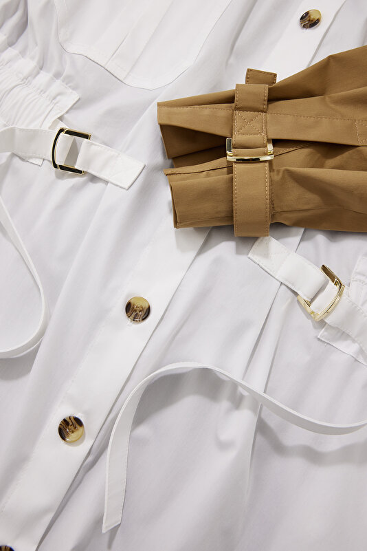 KHAKI 3/4 SLEEVES SHORT DRESS 4
