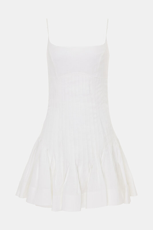WHITE SLEEVELESS SUSPENDER SHORT DRESS 3