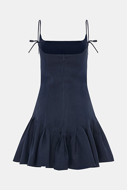 NAVY BLUE SLEEVELESS SUSPENDER SHORT DRESS 2