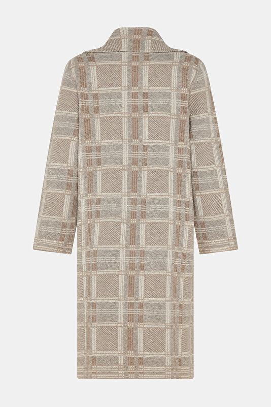 BEIGE GEOMETRIC DESIGN OVERCOAT 2