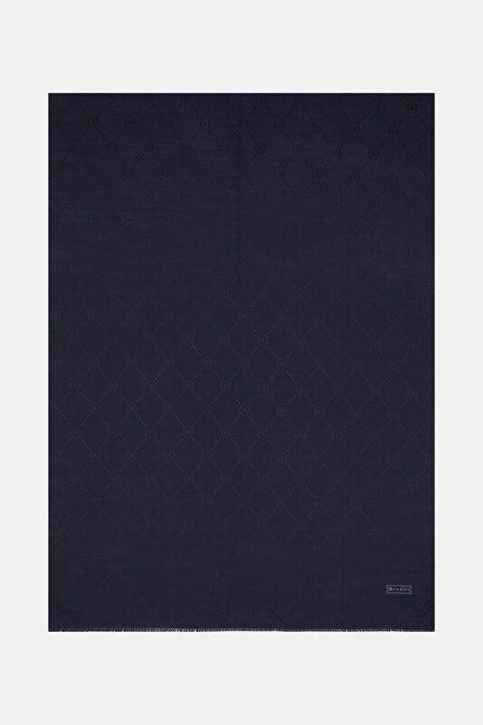 NAVY BLUE COTTON/SILK SHAWL