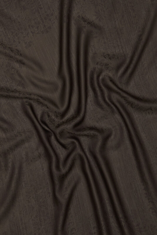 DARK BROWN JACQUARD MODAL/WOOL SHAWL 2