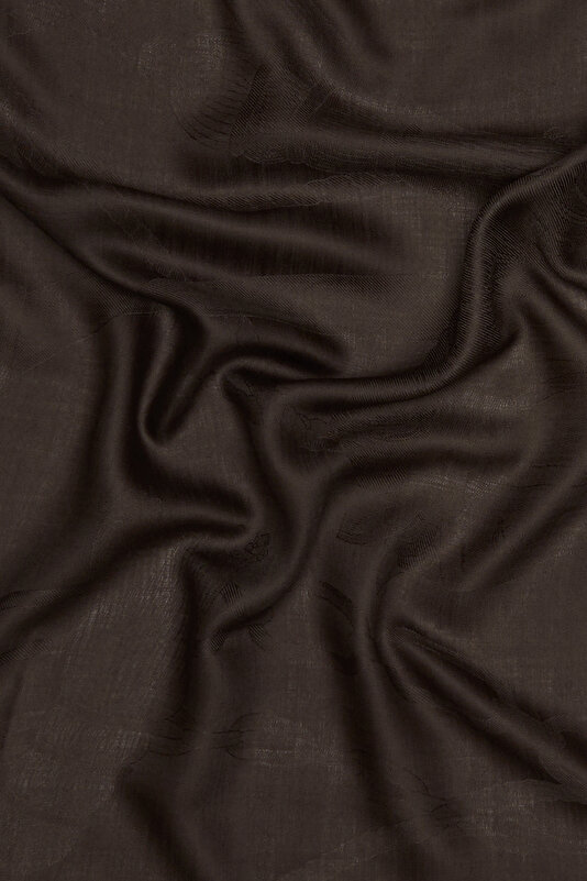 DARK BROWN JACQUARD CASHMERE SHAWL