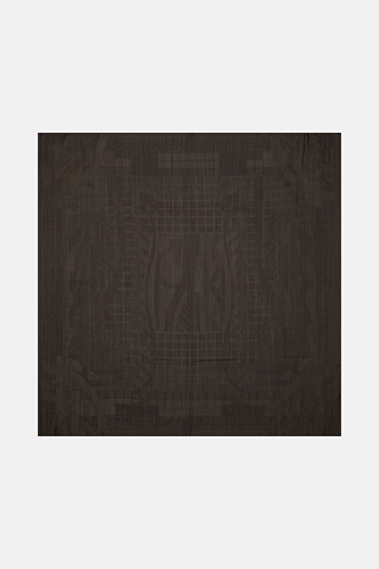 DARK BROWN JACQUARD MODAL/WOOL SCARF