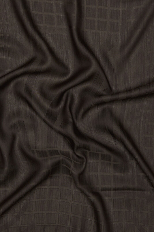 DARK BROWN JACQUARD MODAL/WOOL SCARF 2