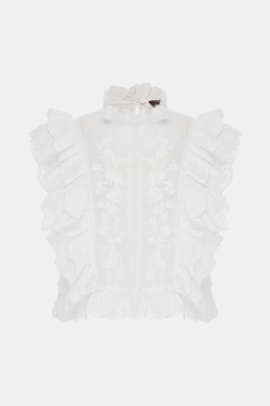 ECRU SHORT SLEEVE BLOUSE 4