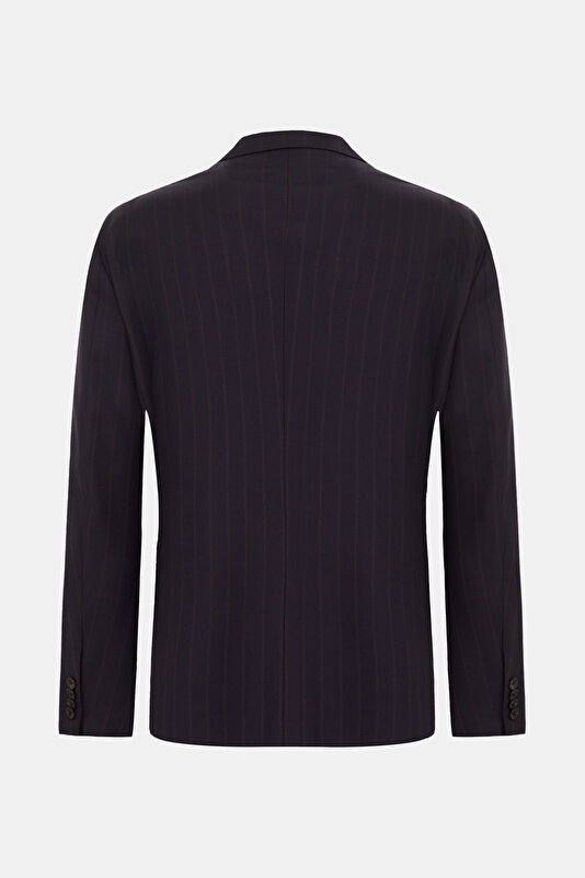 NAVY BLUE SURPLICE NECKLINE (CROSS-OVER NECKLINE) WOOL SUIT 2