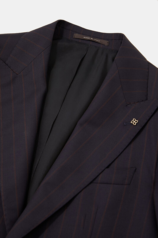 NAVY BLUE SURPLICE NECKLINE (CROSS-OVER NECKLINE) WOOL SUIT 3