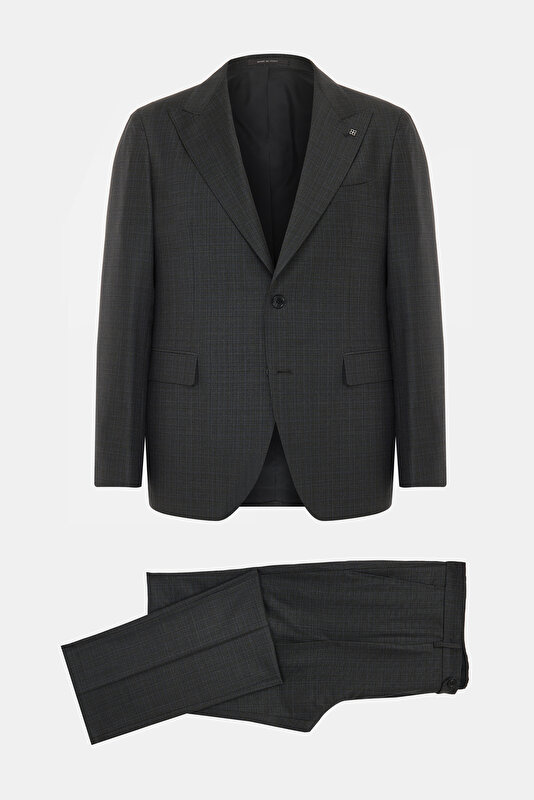 BROWN SURPLICE NECKLINE (CROSS-OVER NECKLINE) WOOL SUIT