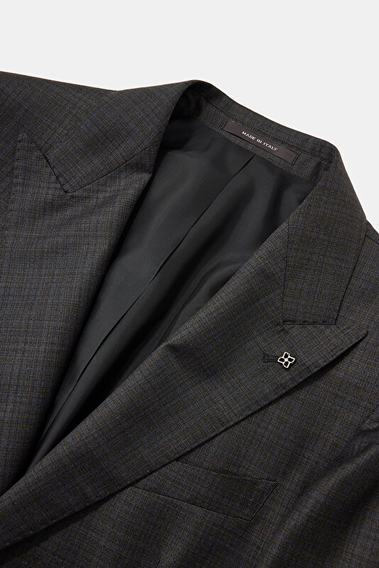 BROWN SURPLICE NECKLINE (CROSS-OVER NECKLINE) WOOL SUIT 3
