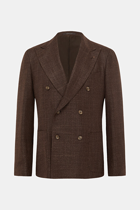 BROWN SURPLICE NECKLINE (CROSS-OVER NECKLINE) JACKET