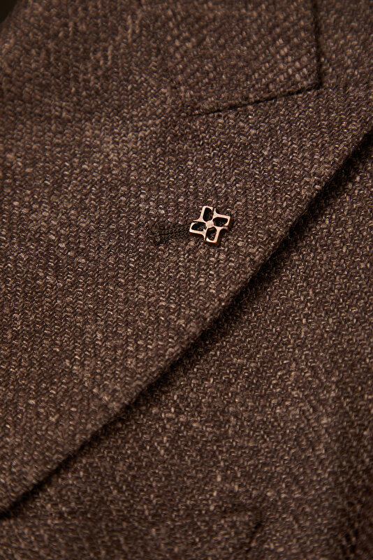 BROWN SURPLICE NECKLINE (CROSS-OVER NECKLINE) JACKET 4