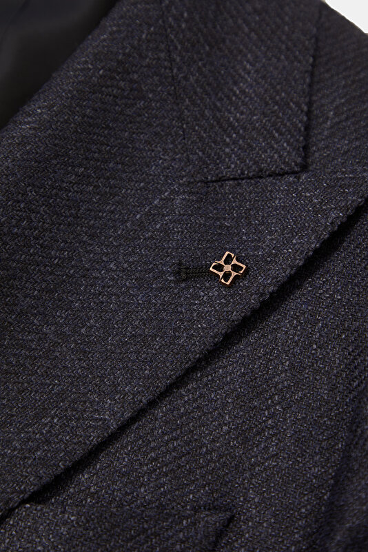 NAVY BLUE SURPLICE NECKLINE (CROSS-OVER NECKLINE) JACKET 4