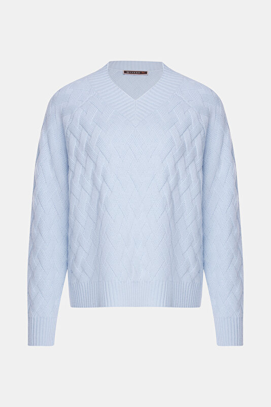 LIGHT BLUE V NECK TRICOT