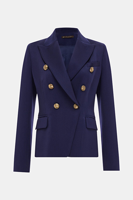 NAVY BLUE SURPLICE NECKLINE (CROSS-OVER NECKLINE) JACKET