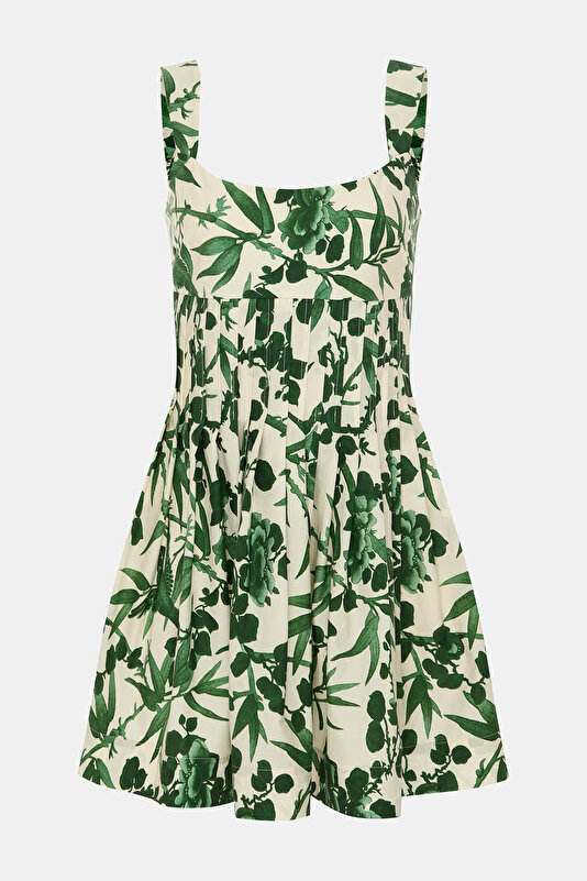 LİGHT GREEN FLORAL PATTERN MAXİ DRESS