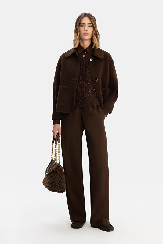 DARK BROWN WOOL REEFER JACKET 3