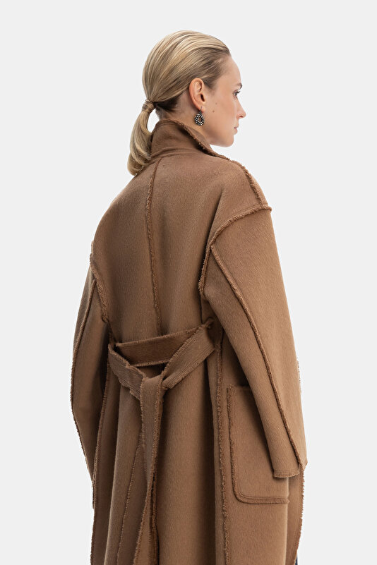 CAMEL TEXTURED WOOL/CASHMERE OVERCOAT 2