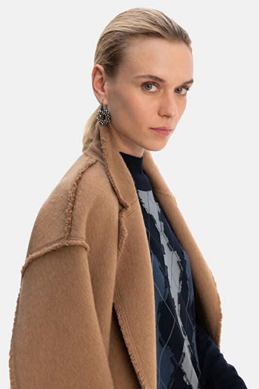 CAMEL TEXTURED WOOL/CASHMERE OVERCOAT 3