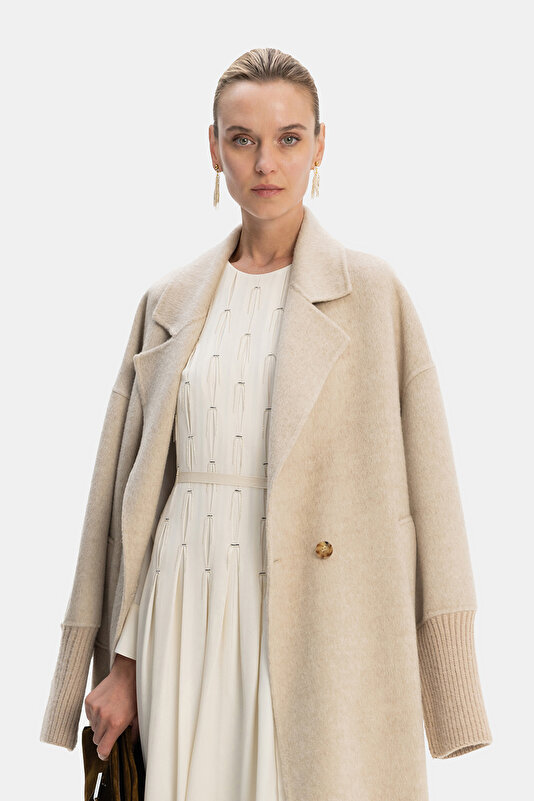 BEIGE WOOL/CASHMERE REEFER JACKET