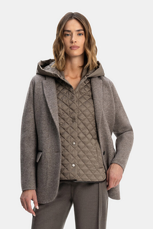 BROWN WOOL REEFER JACKET