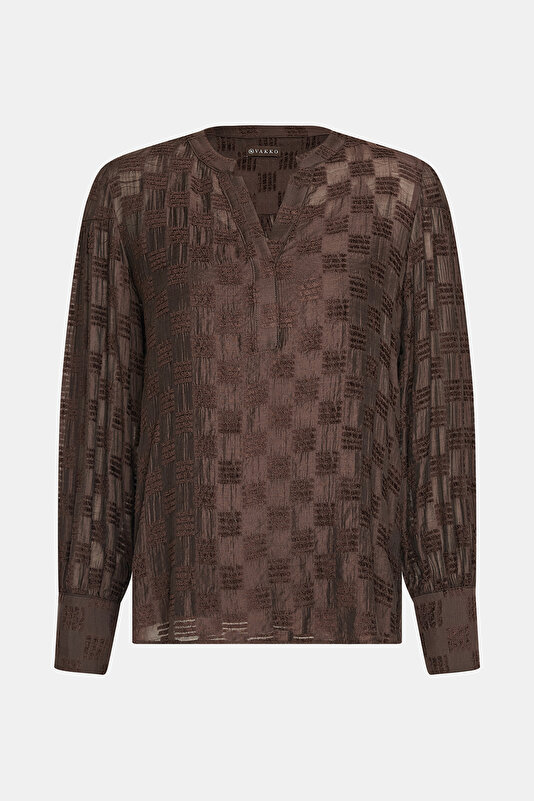 BROWN LONG SLEEVE BLOUSE