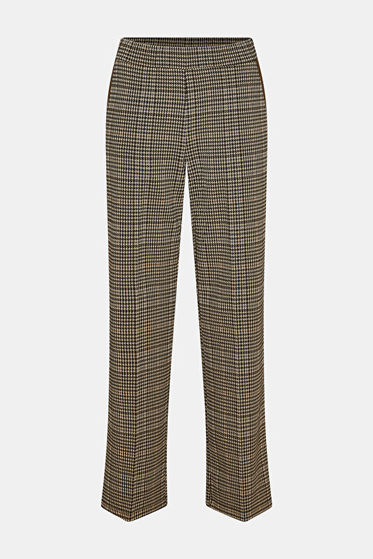 BROWN PIED DE POULE STRAIGHT CUT TROUSERS 4