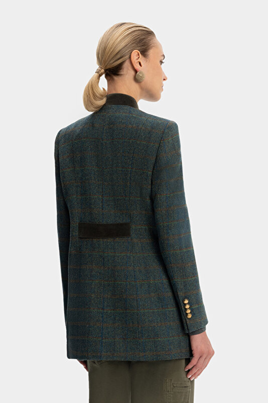 DARK GREEN MANDARIN COLLAR JACKET 2