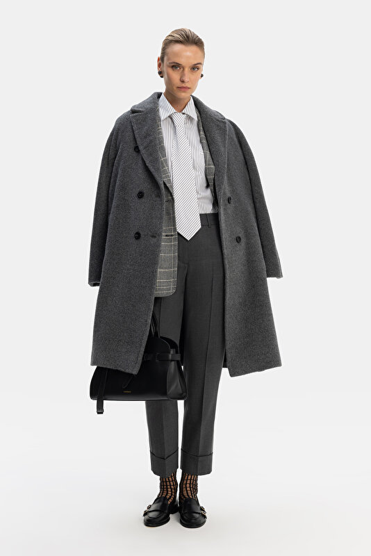 ANTHRACITE ALPACA WOOL REEFER JACKET