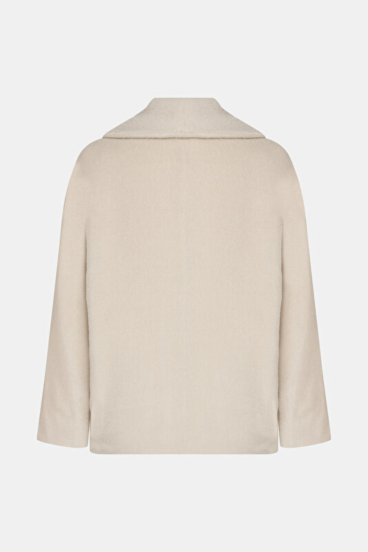 BEIGE ALPACA WOOL REEFER JACKET 2