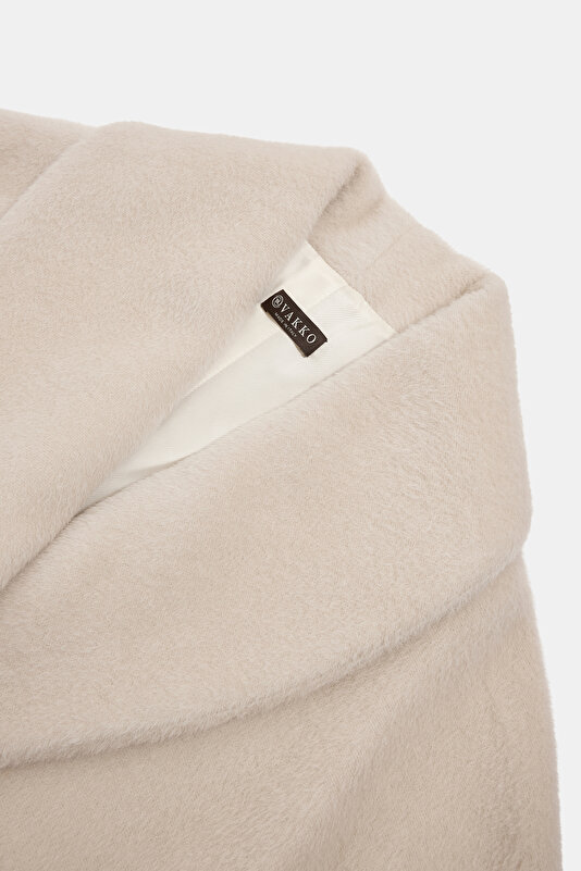 BEIGE ALPACA WOOL REEFER JACKET 3