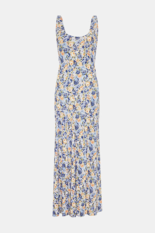 MULTICOLOR DESIGN FILLED MAXI DRESS