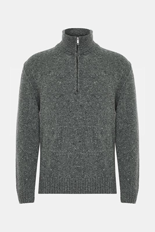 GREY LAPEL COLLAR TRICOT