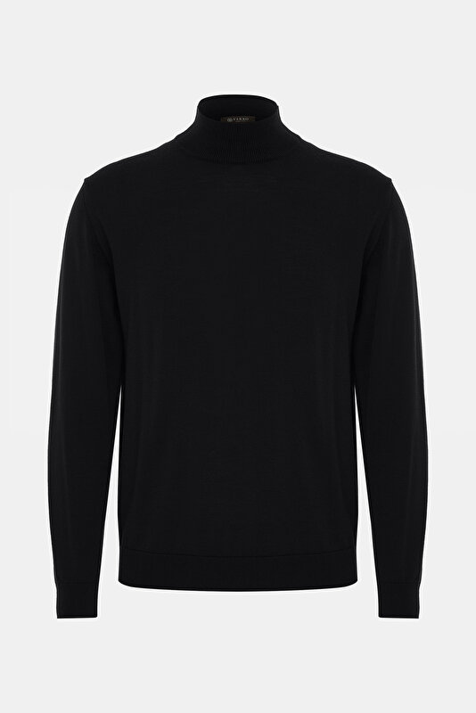 BLACK 1/2 TURTLENECK TRICOT