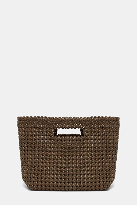 BROWN KNITTING DESIGN LEATHER BAG 4