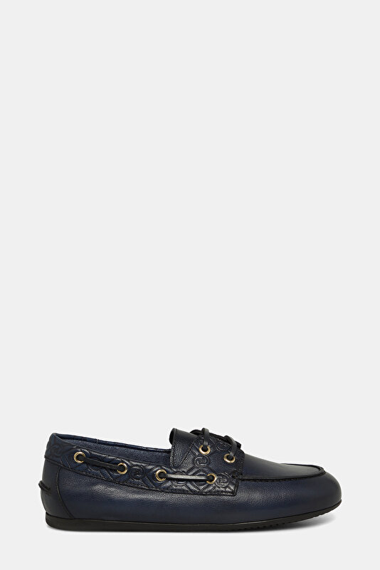 LACİVERT MONOGRAM DERİ AYAKKABI