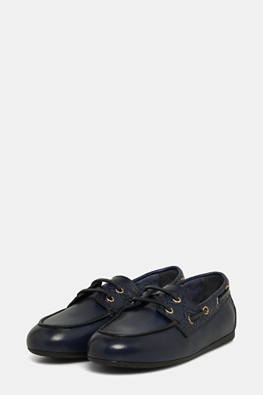 NAVY BLUE MONOGRAM LEATHER SHOE 2