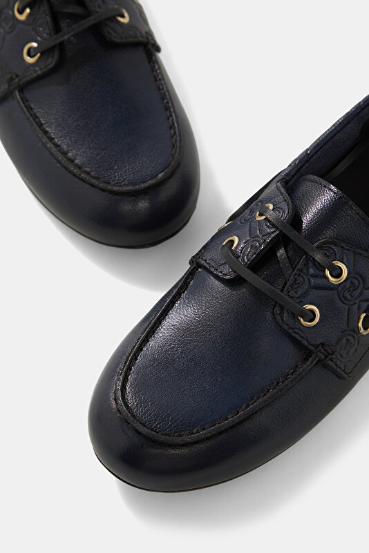NAVY BLUE MONOGRAM LEATHER SHOE 4