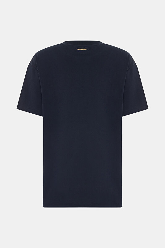 LACİVERT BİSİKLET YAKA DESENLİ T-SHIRT 2