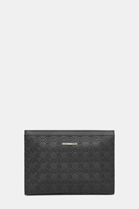 BLACK MONOGRAM LEATHER BAG