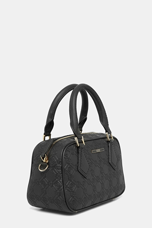 BLACK MONOGRAM LEATHER BAG 3