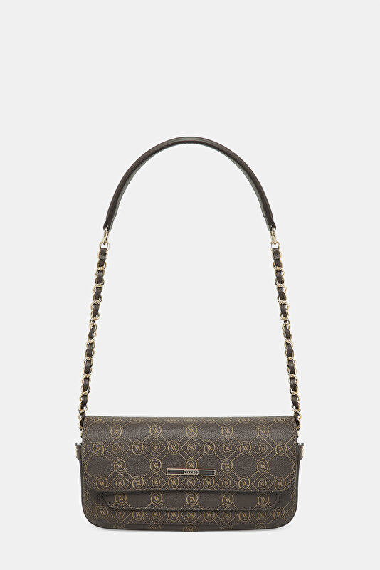 KAHVE MONOGRAM DERİ ÇANTA