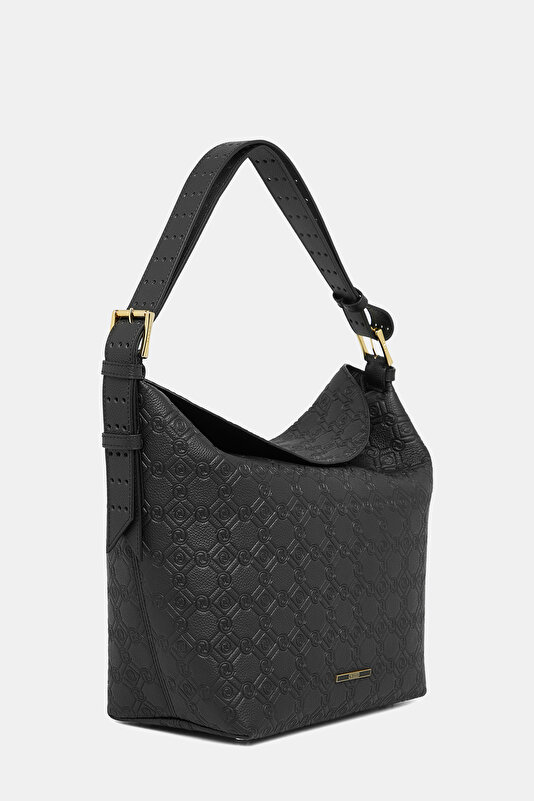 BLACK MONOGRAM LEATHER BAG 2