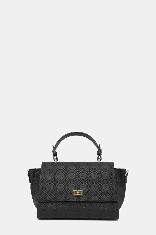 BLACK MONOGRAM LEATHER BAG