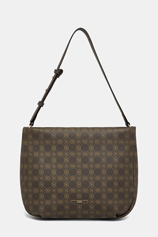 BEIGE MONOGRAM LEATHER BAG
